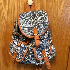 Bohemian Blue and Tan Backpack